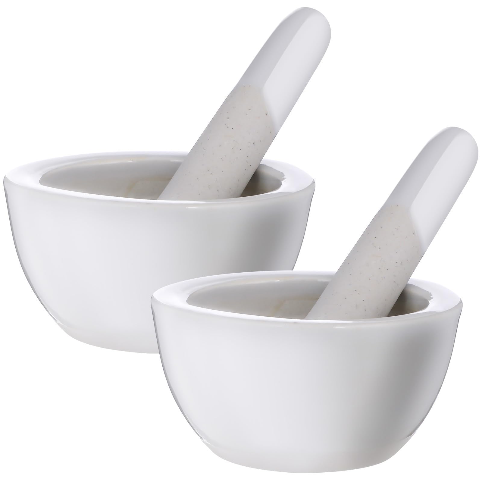Céramique Blanche Mortiers et Pilons sets de Ronds Lot de 2