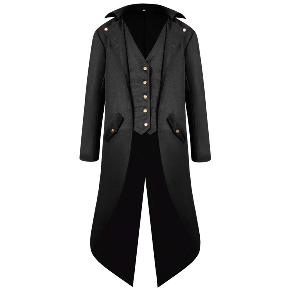 FYMNSI Manteau gothique Steampunk pour homme - Veste vintage victorienne - Uniforme - Long smoking - Pour carnaval, Halloween, fête, cosplay