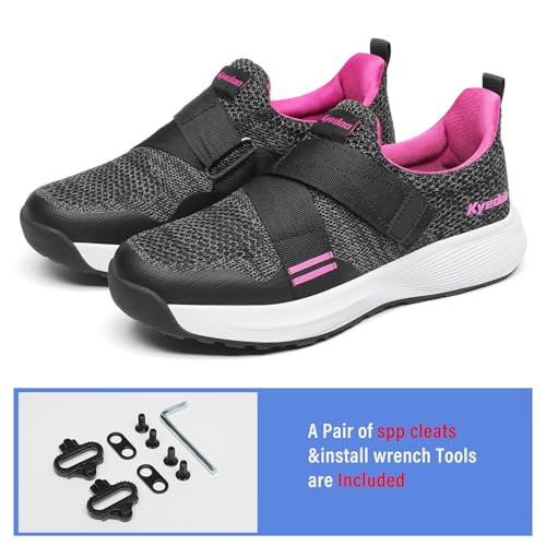 Image of Kyedoo Men's Indoor Cycling Shoes Compatible with SPD Cleats, Comfortable Walkable Bike Shoes, Cleats Included