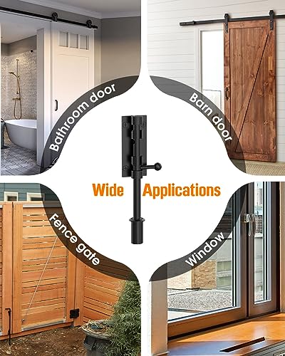 Image of 7.7 inch Barrel Bolt Latch, Heavy Duty Slide Bolt Gate Latch, SUS304 Stainless Steel Thickened Metal Gate Locks for Outdoor Fence, Shed, Wooden Gate, Barn, Patio, Courtyard (Black - 4pcs(8inch))