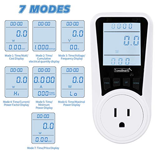 Watt Meter, Electricity Usage Monitor, Towallmark 2Pcs Power Meter With Big Lcd Display + Backlight, Power Consumption Monitor, Socket Meter, Kilowatt Wattage Voltage Amp Tester #TOP1