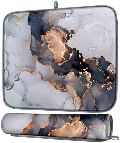 Slohif Dish Drying Mat for Kitchen Counter Coffee Bar Mat for Countertops Absorbent Microfiber Dishe Rack Drainer Mat Large Dish Drying Pad for Coffee Marble Quick Dry Mat Foldable Accessories