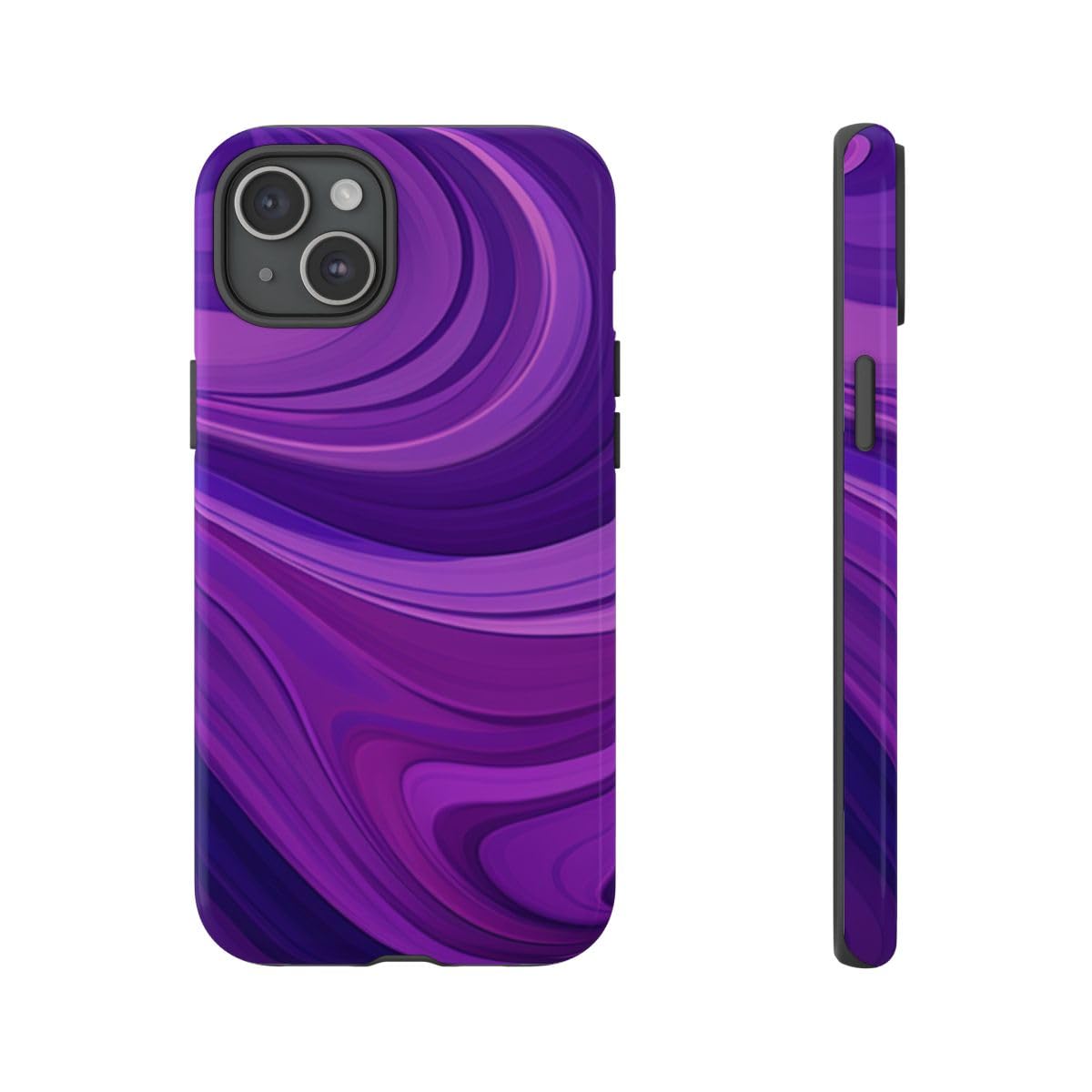 Coque rigide iPhone 15 Plus vague violette au design abstrait chic - 4