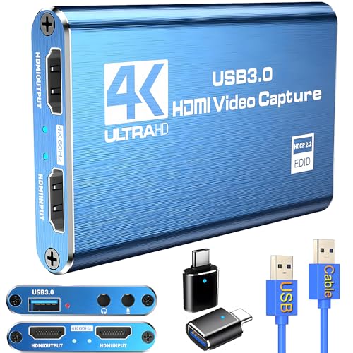 Carte de capture vidéo HDMI Azuxreza pour commutateur, 4K pour le streaming avec USB 3.0 et 2K 30...