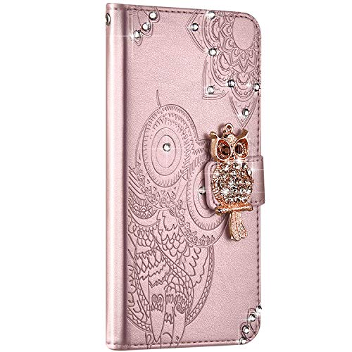 NSSTAR - Funda de piel con tapa para Samsung Galaxy A31 (tarjetero), diseño de mandala y búho, color oro rosa