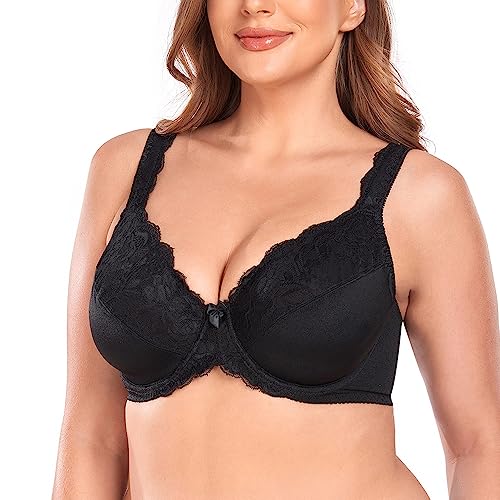 Women's Underwire Full Coverage Lace Bra Plus Size Non Padded Comfort Minimizer