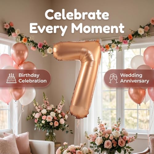 Image of YPSelected 32 Inch Large Foil Helium Number Balloon Birthday Wedding Party 0-9 (Orange, 7)