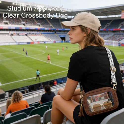 Image of FAIME Clear Bag for Stadium Events, Clear Crossbody Purse for Women, Small Transpartent Bag for Concerts, Sport Events | Stadium Approved