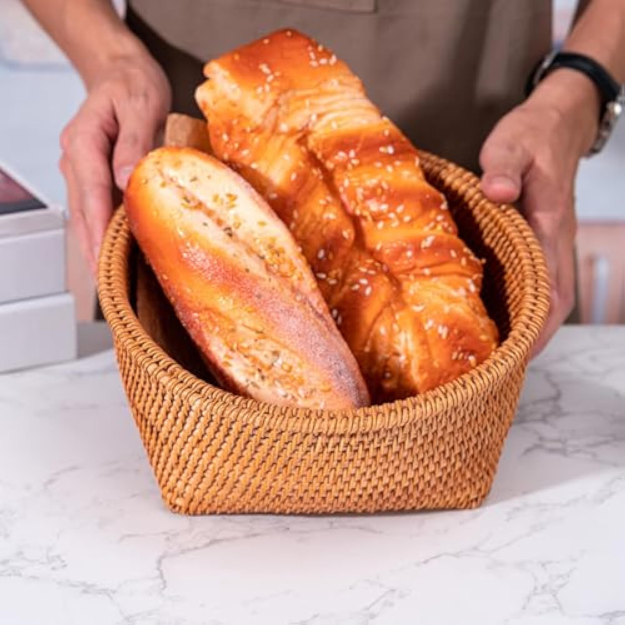 Wicker Bread Basket Round Woven Basket for Fruit
