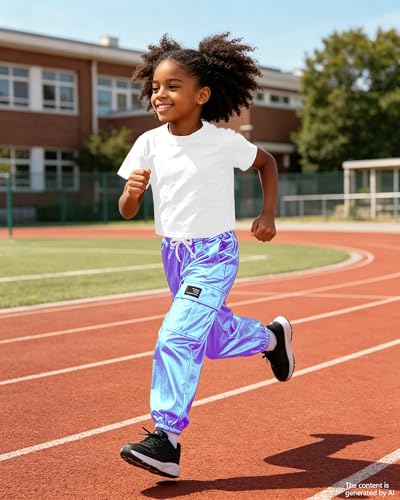 Image of SANGTREE Girls' 2 Piece Outfits T-Shirt and Drawstring Cargo Jogger Pants Clothing Set, 4-14 Years