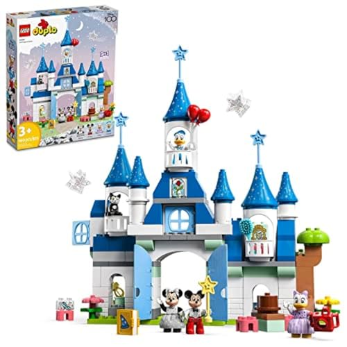 LEGO DUPLO Disney 3in1 Magic Castle Building Set for Family Play with 5 Disney Figures Including...