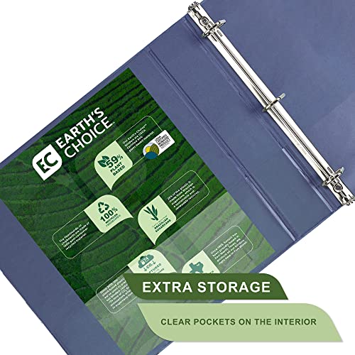 Image of Samsill Plant-Based 1.5 Inch Durable D-Ring, View Binder, Eco-Friendly, USDA Certified Biobased, Single, Indigo