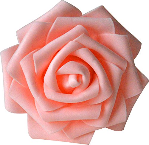 Lightingsky100Pcs 3.15-inch Big Size Real Touch Artificial Rose Head, DIY 3D Artificial Flowers for Wedding Bouquets, Room Decoration (100Pcs, Champagne)