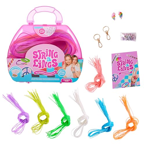 Kit de tressage de cordes rose HUN2546 pour créer des porte-clés en perles de lettres le mercredi