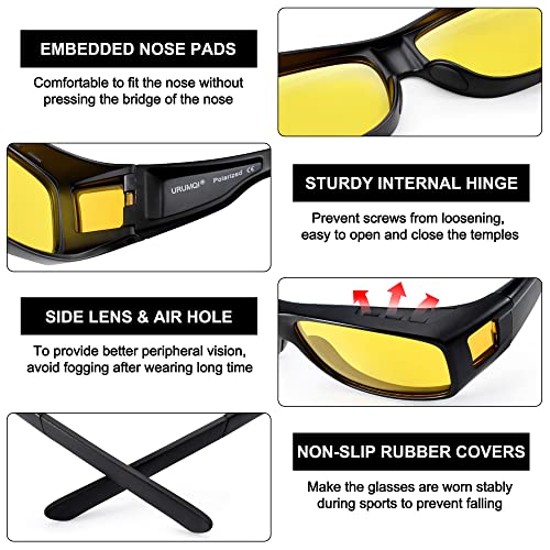 Image of URUMQI Night Vision Driving Glasses Fit Over Eyeglasses for Men Women
