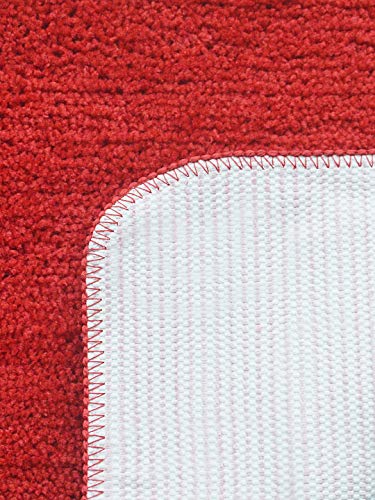 Image of SKIVE India Solid Anti Slip Bathmat,Colour Red Size(40 x 60 cm) Set of 2 Piece