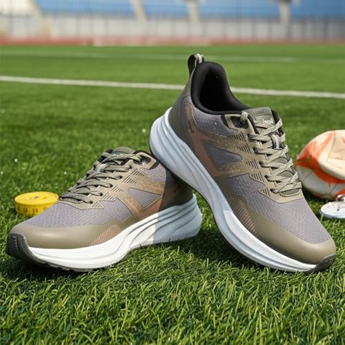 Image of Liberty LEAP7X ROYALESTPE Walking Shoes for Men - Black & Olive Green Lace-Up Sneakers | Memory Foam Cushioned Insole, Lightweight Knit-Mesh Shoes for Daily Walking, Fitness Walks, College & Travel
