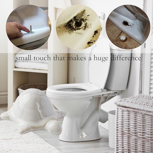 Image of ZUNON Toilet Bolt Caps, Decorative Toilet Bolt Covers, Ceramic Cute Frog Covers Toilet Bolts Bathroom Decor Easy Installation Set of 2 (White Turtle 2pcs)