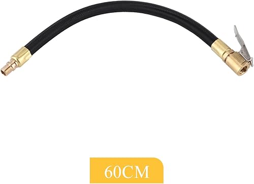 Miniatura 8 de Buachois Adaptador de manguera de inflador de neumáticos, tubo de extensión de inflador de neumáticos de 23.62 pulgadas, portabrocas de bloqueo con