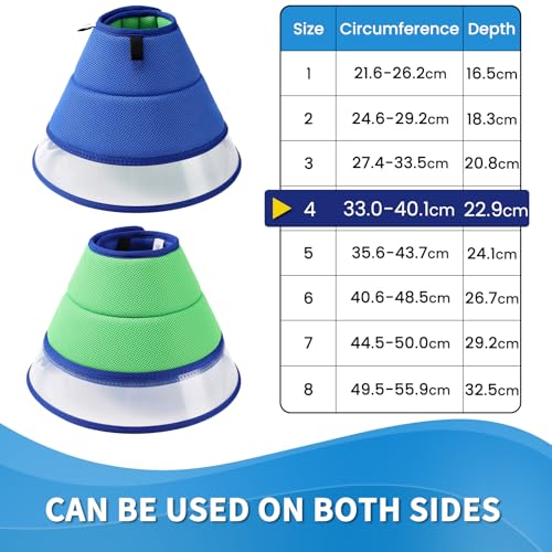 Halskrause Hund Weich, Schutzkragen Leckschutz Hund, Atmungsaktive Hunde Halskrause, Einstellbarer Hundekragen Leckschutz, Leicht Halskrausen für Hunde, Haustier Elisabethanischer(Size 4, Blue)