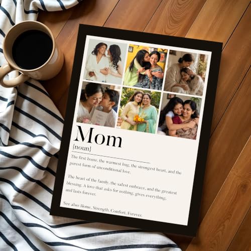 Image of Art Street Personalized Gift for Mother, MOM Photo Frame | 6 Image Collage with Custom Text, Customized Photo Frame for Mother, Wall Decor for Bedroom Living Room, A4 Size 8x12 Inch