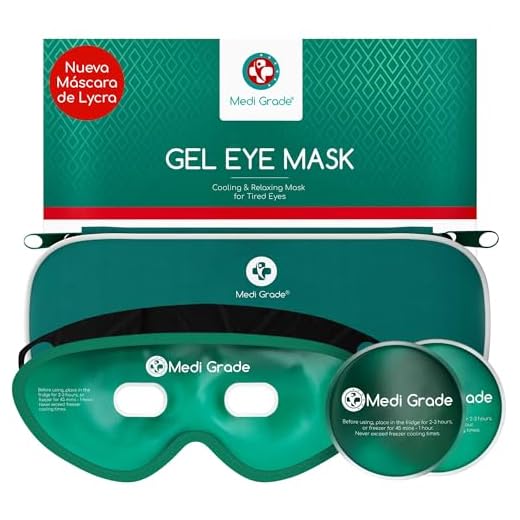 Medi Grade Antifaz de Gel Frío – Máscara de Gel para Ojos Reutilizable, 2x Parches de Ojos para Bolsas y Ojeras, 1x Neceser – Relájate en Casa con Nuestro Antifaz Relajante y Ajustable
