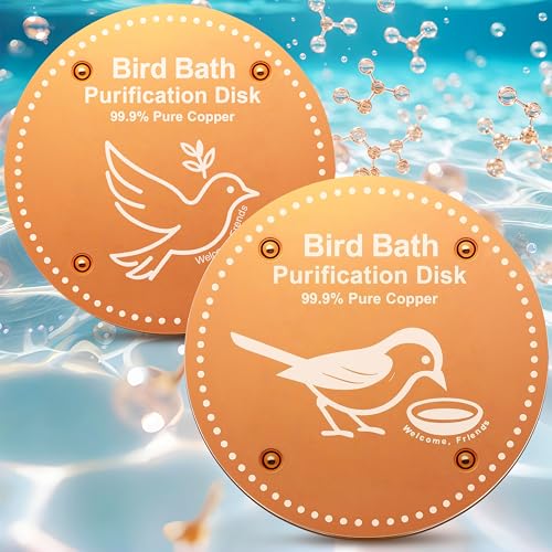 OICEME Bird Bath Purification Disk Pure Copper Outside Winter Solar Power Birdbath Heater Deicer Cage Hanging Bowl Metal Warmer Deck Railing Glass Concrete Ceramic Stone Stand Outdoor Fountain Station