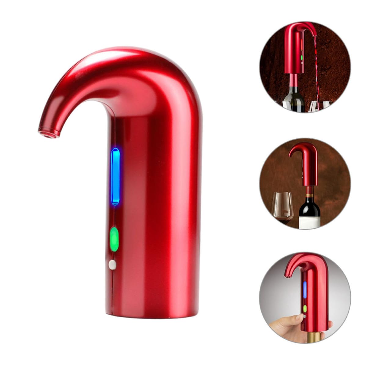 Verseur-aérateur de Vin Électrique Rouge 1500mah, Abs Silicone