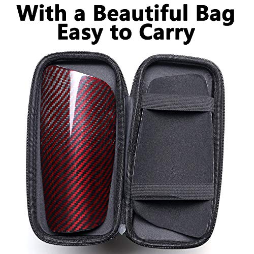 image for VARWANEO Carbon Fiber Soccer Shin Guards,with Large Cushioned,for Kid,