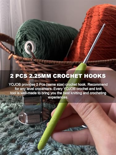 Image of 2Pcs 2.25mm Crochet Hooks, Ergonomic Crochet Hook for Arthritis and Beginners, Extra Long, Smooth, Comfortable (Size B / 2.25mm)
