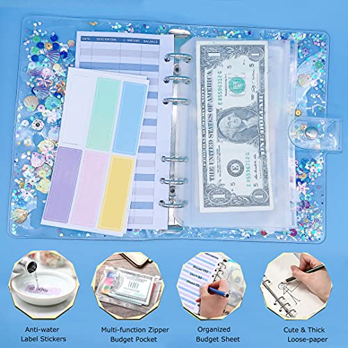 Capa de PVC A6 de 35 peças com 10 bolsos transparentes para fichário, impermeável, 6 anéis, sistema