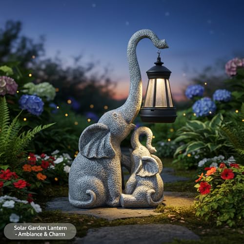 Statues de Jardin solaires éléphants pour illuminer une terrasse fleurie - 7