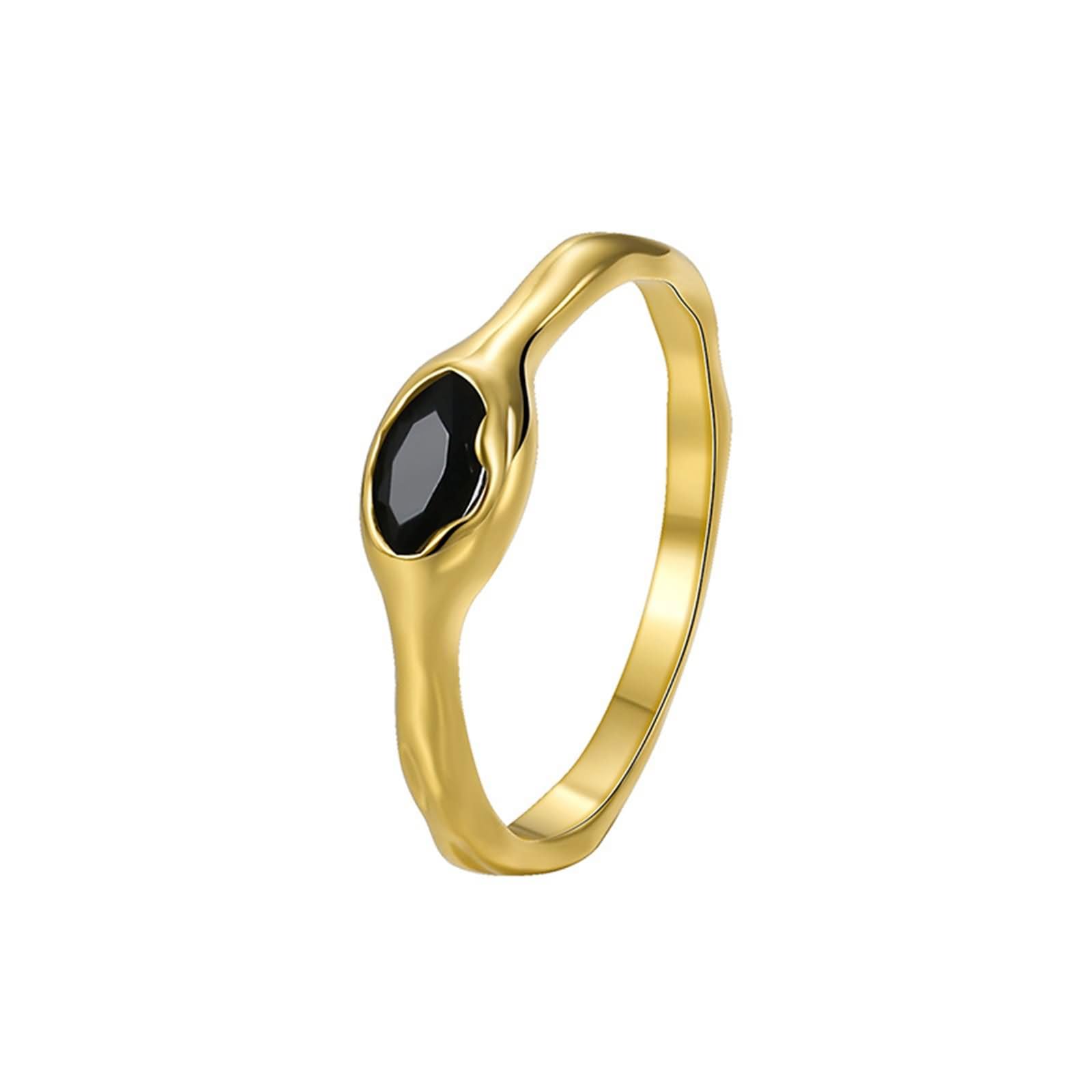 Anillos Mujer Boda Oval con Ónix, Anillos de Boda Oro Amarillo para Mujer 9K/14K/18 Kilates, Oro