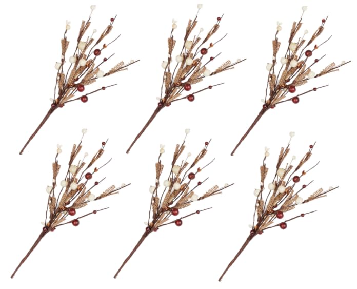 Factory Direct Craft Artificial Burlap Caramel, Cream and Mocha Chocolate Pip Berry Sprays – Pack of 6 Fall Berry Farmhouse Home Decor for Centerpiece Decorations (Size: 12