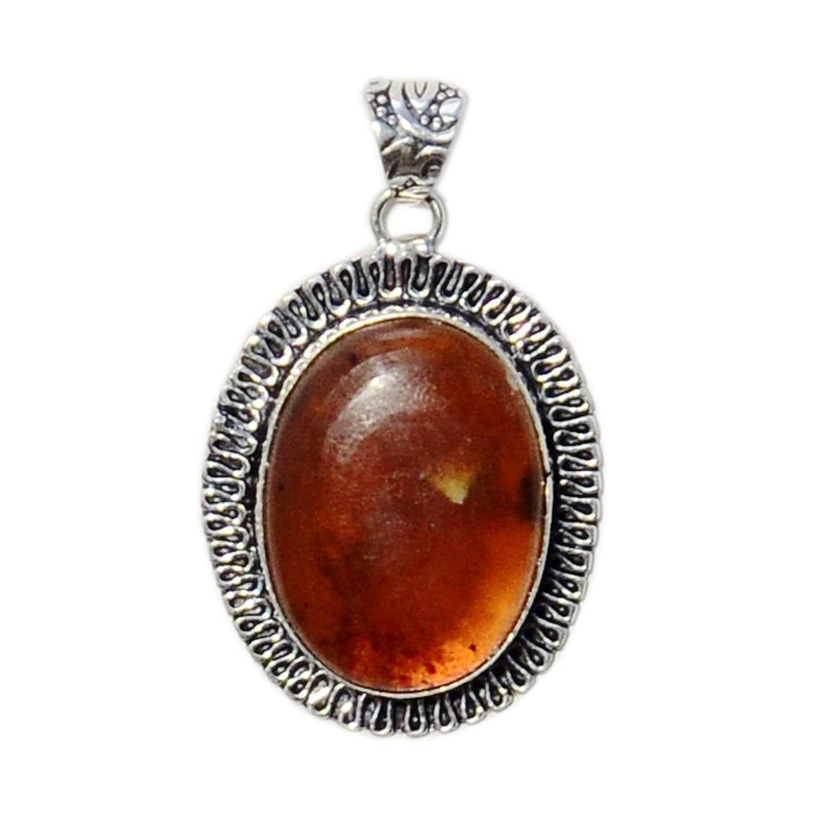 Natural Amber Pendant 27 Carat Lab Certified in German Silver Amber Locket for Unisex