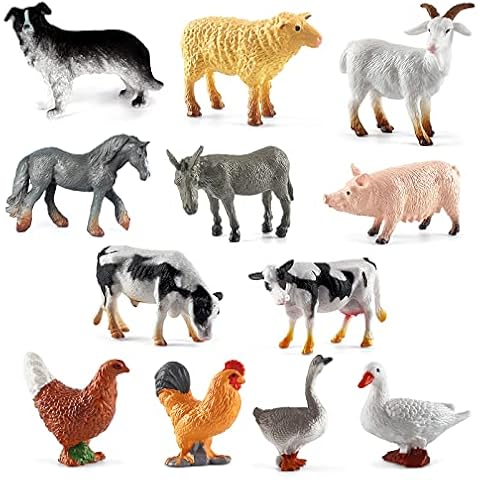 12pcs Bauernhoftiere Set RealistischeTierfiguren Sammlung, Kunststoff Tiere Spielzeug Tiere Modell, Mini Bauernhof Tiere, Miniatur Bauernhof, für Kinder Party Deko Pädagogische Lernspielzeug Cover