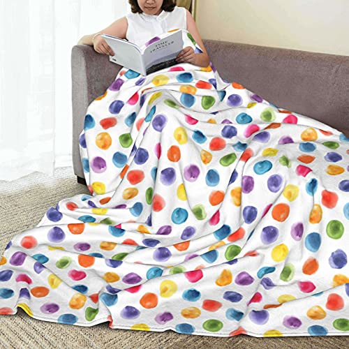 Yishow Colorful Polka Dots Fleece Throw Blanket Warm Cozy Throw Decorative For Living Room Couch Bed Chair Dorm,60"X50" #TOP4