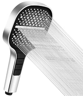 Soffione ad Alta Pressione Quadrato Cromato - 7 Funzioni Getto, Anticalcare, Risparmio Idrico Universale per Doccia, Shower Head