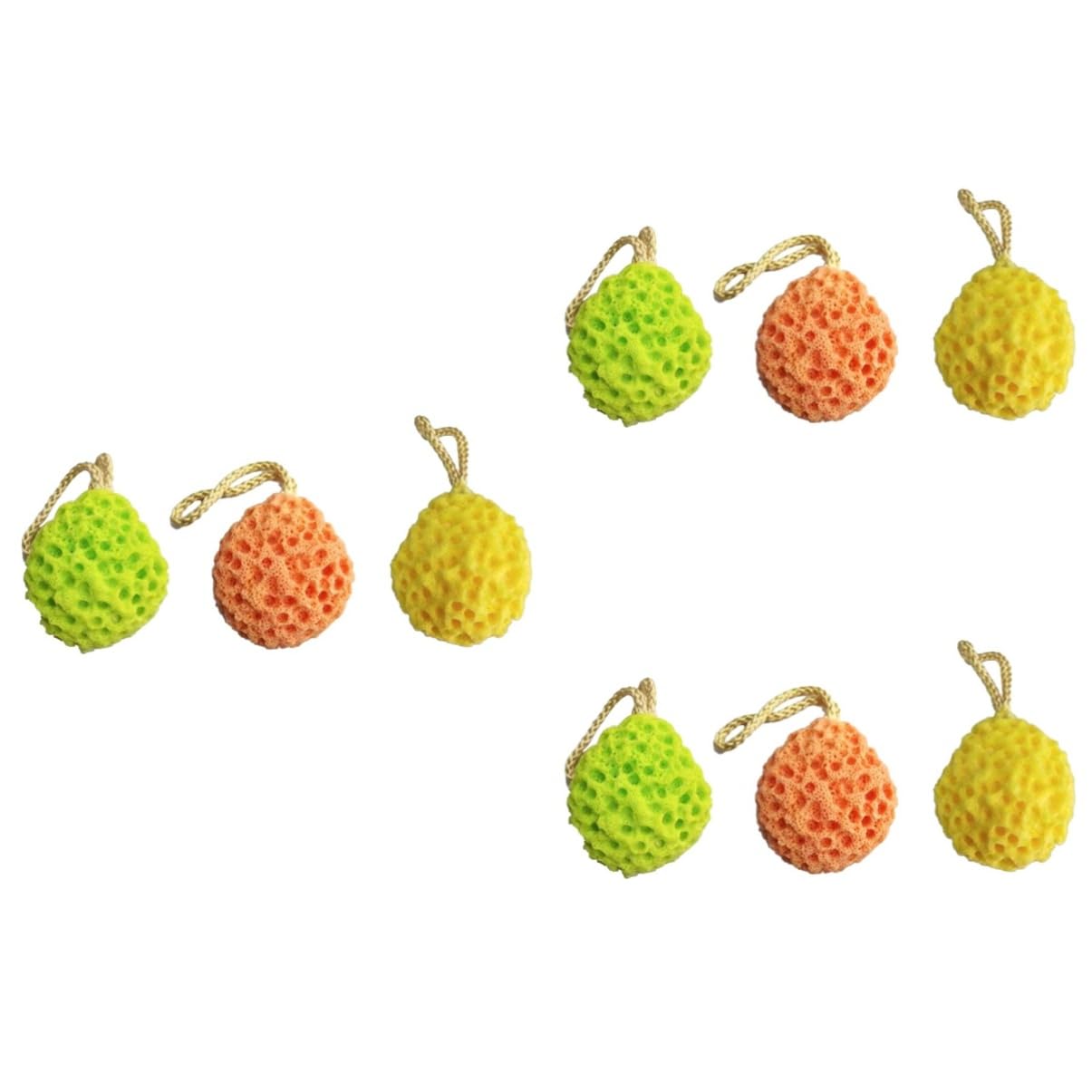 FRCOLOR 9piezas Esponjas Exfoliantes De Con Cuerda Colgante Accesorios Para Adultos y Verde Para Limpieza y Masaje Casa Hotel o