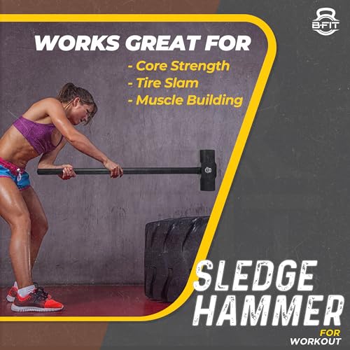 Image of B Fit Steel Sledge Hammer /ClubBells /MaceBell for Strength Training, Support Full Body, Muscles, Shoulder, Grips & Forearms Workouts, Stretching (Hammer, 30 Kg)