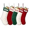 Ulico Personalized Christmas Stocking,Custom Stockings with Embroidered Name,18” Large Knitted Initial Monogrammed Xmas Stocking for Kids,Family Stocking Fireplace Holiday Decor(1 Pcs)