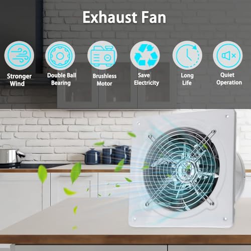 Rlozui 8 Inch Exhaust Fan, 735Cfm Wall Mounted Vent Fans, Ventilation Fan Bathroom Garage Attic Exhaust Fan Ceiling And Wall Mount Fan thumb #1