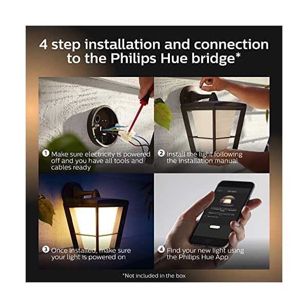 Philips Hue Econic Smart Outdoor Wandlaterne, Weiß & Farbe, unten (Hue Hub erforderlich, Smart Light Kompatibel mit Alexa, Apple Homekit & Google Assistant) – Bild 8