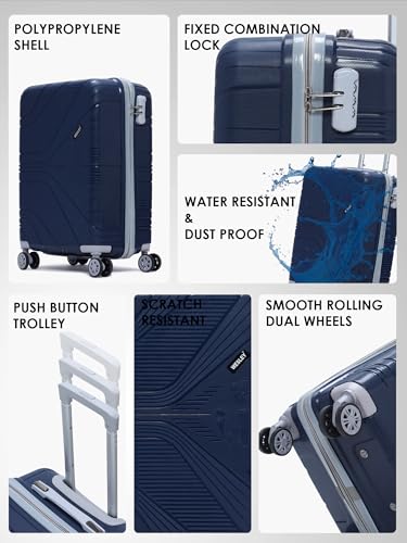 Image of Wesley Golfer Style Cabin 57 cm Small 8 Wheel Hard Case Trolley Bag Suitcase,(57cm, Navy Blue)