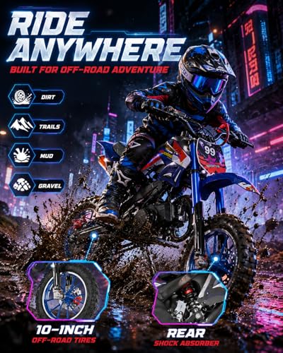 Image of 50cc Kid Gas Dirt Bike, 2-Stroke Gas Powered Kids Motorcycle