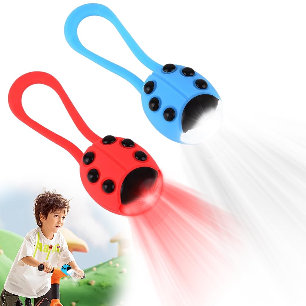 2 Pezzi Luce per Scooter per Bambini, IPX5 Impermeabile, Luce LED per Zaino, Luce per Passeggino, Luce LED per Monopattino per Bambini, Luce di Avvertimento LED con 3 Modalità di