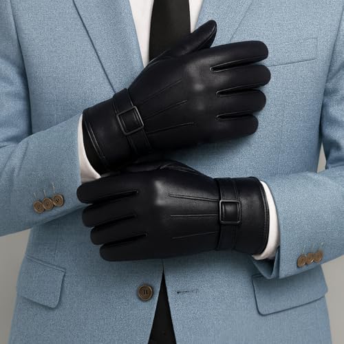 Image of TLN Genuine Leather Gloves for Men | Premium Soft Driving, Biking & Winter Gloves, Warm, Stylish & Durable Hand Gloves for Outdoor & Daily Use