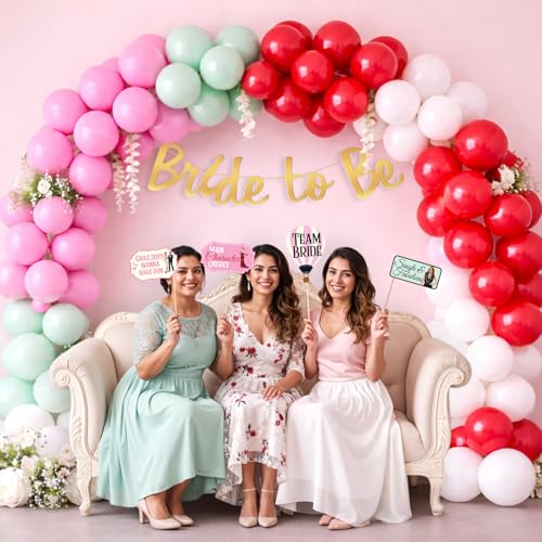 Image of Party Propz Paris Theme Bride To Be Decorations Set - 96 Pcs Bridal Shower Decoration Kit with Balloons, Banner & Paris Theme Photobooth Props, Bride To Be Banner (Cardstock, Latex)