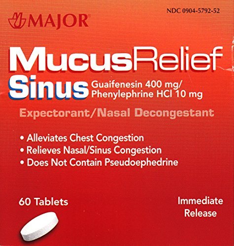 Mucus Relief PE Generic for Mucinex Sinus Congestion Tablets 60 ea. by Major Pharmaceuticals