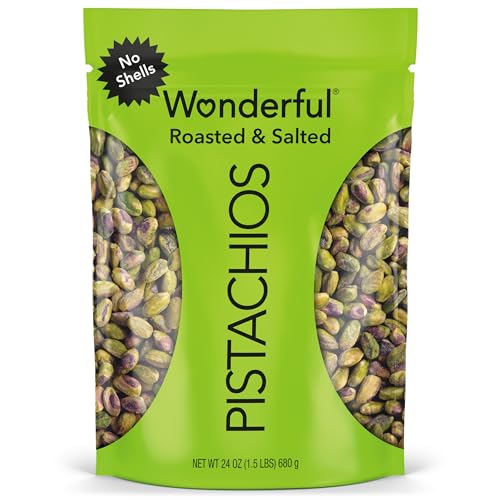 Wonderful Pistachios, No Shells, Roasted and Salted, 24 Ounce Resealable Bag